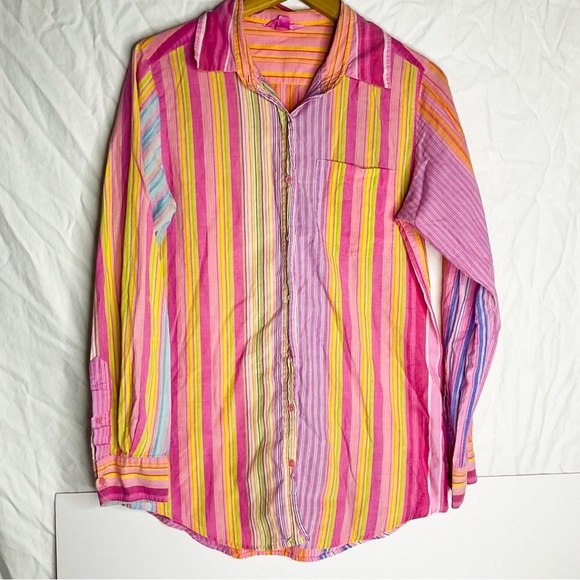 PINK Victoria's Secret Tops - Vintage PINK Victoria’s Secret Striped Button Down Shirt Small